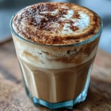 Creamy Hojicha Flat White topped with delicate microfoam and a sprinkle of hojicha powder.