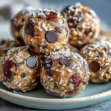 Wholesome energy balls with oats, peanut butter, and chocolate chips, perfect for soccer game snacks.
