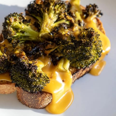 Golden toasted sourdough slices encasing melted sharp cheddar and tender, caramelized roasted broccoli florets in this Roasted Broccoli & Cheddar Grilled Cheese.