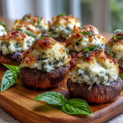 Stuffed Asiago-Basil Mushrooms