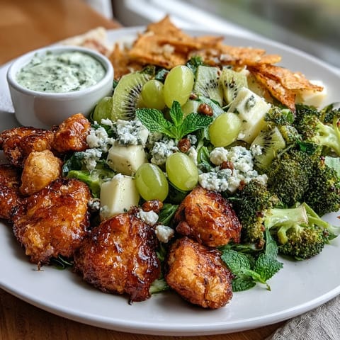 Vibrant green St. Patrick's Day snack board with fruits, veggies, cheese, and festive treats for sharing.  