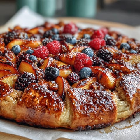 Golden summer stone fruit galette with almond frangipane, flaky pastry crust filled with juicy peaches, plums, and cherries.