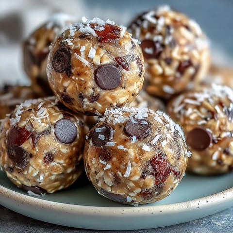 Wholesome energy balls with oats, peanut butter, and chocolate chips, perfect for soccer game snacks.