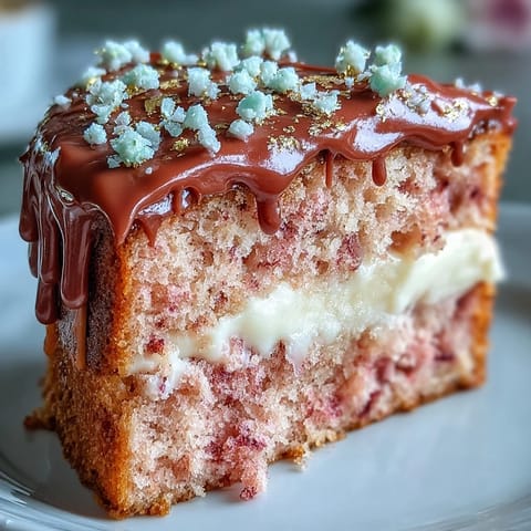 Delicate pink Bridal Shower Rosé Velvet Cake with elegant gold drip.