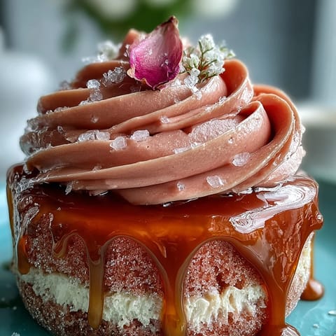 Elegant Bridal Shower Rosé Velvet Cake featured with shimmering edible gold drip.
