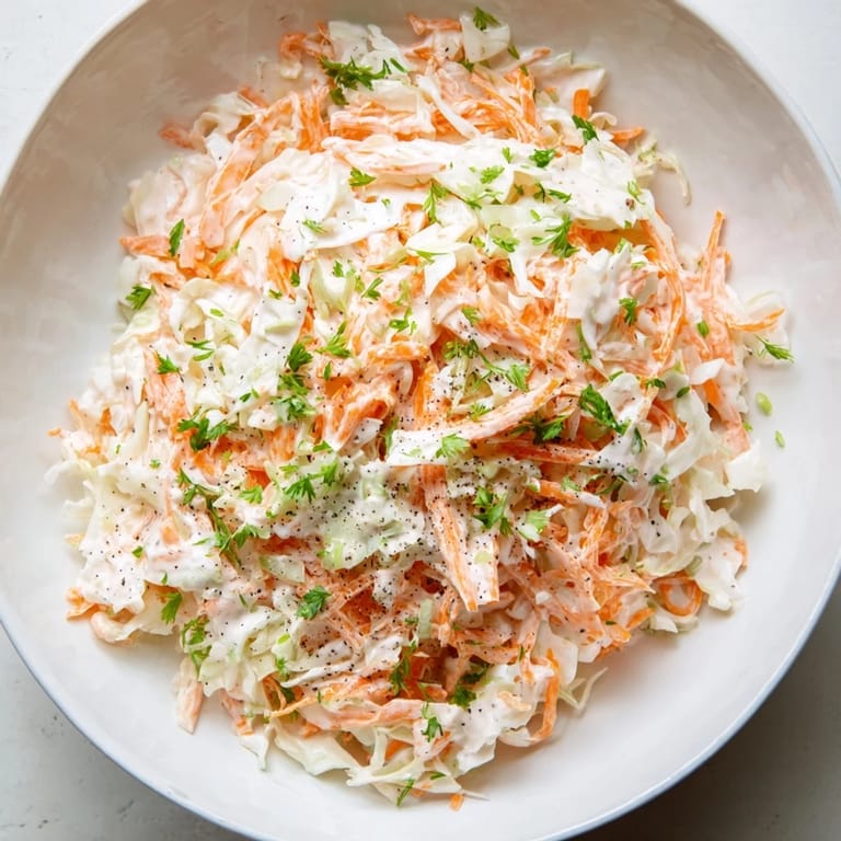 Bright and creamy Coleslaw with Apple, a refreshing side dish with visible apple and carrot.