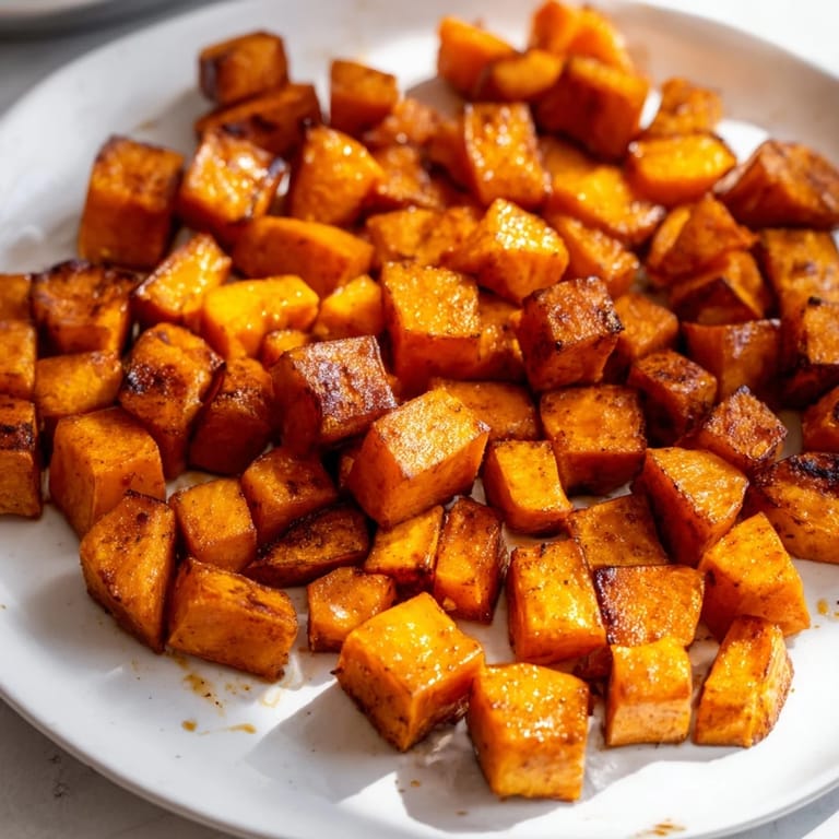 Vibrant image of Roasted Sweet Potatoes, showing the tender interiors and irresistible caramelized texture.