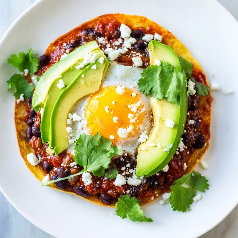 Enjoy a delicious plate of Huevos Rancheros, ready to be devoured with its tasty toppings.