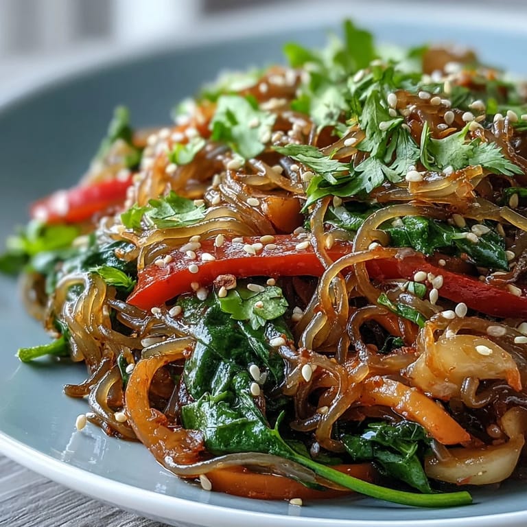 Tender-crisp vegetables and chewy kelp noodles coated in bright savory stir-fry sauce.