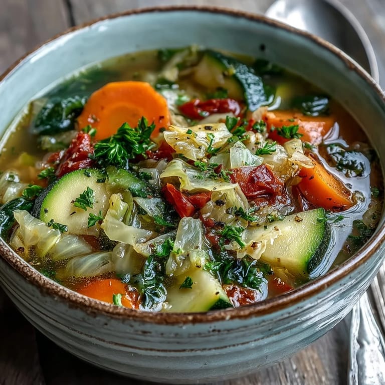Healthy Cabbage Soup served with crusty whole-grain bread on the side, ideal for a low-calorie vegan meal or body reset.