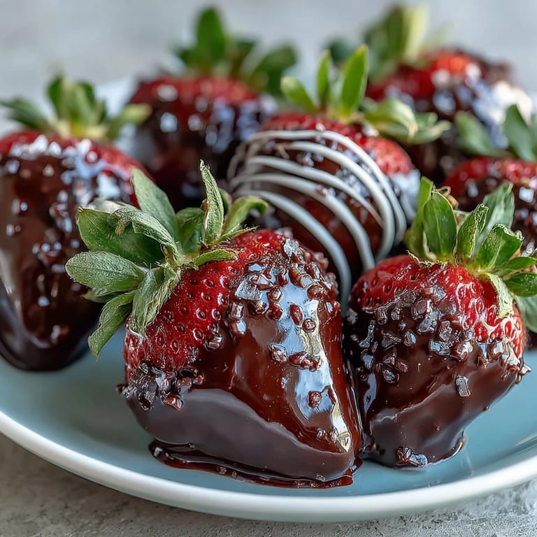 Fresh chocolate-covered strawberries served on a white plate for an elegant romantic dessert.