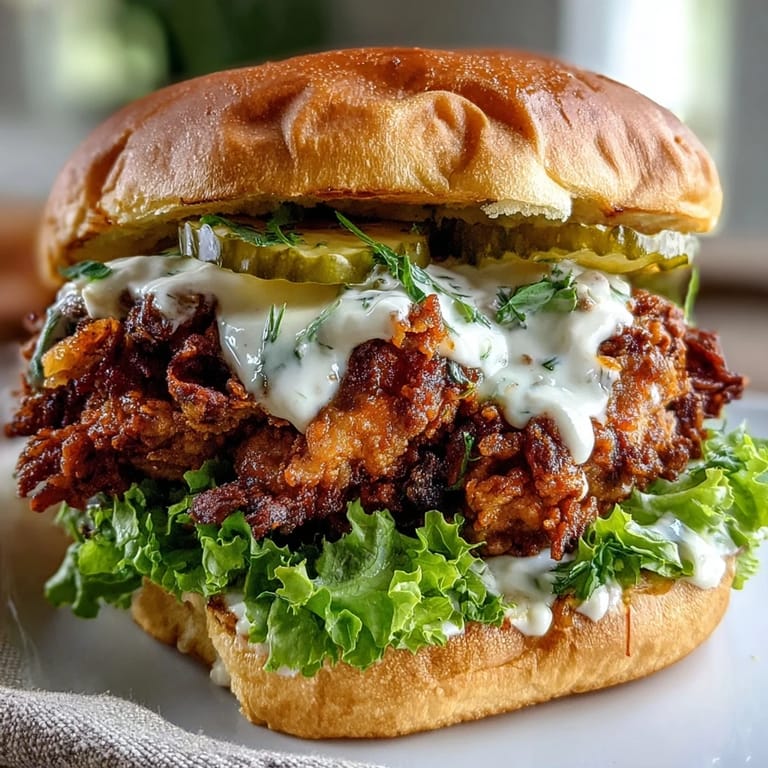 Spicy Chicken Sandwich with Creamy Homemade Sauce served with golden fries, ready for game day or a family dinner.