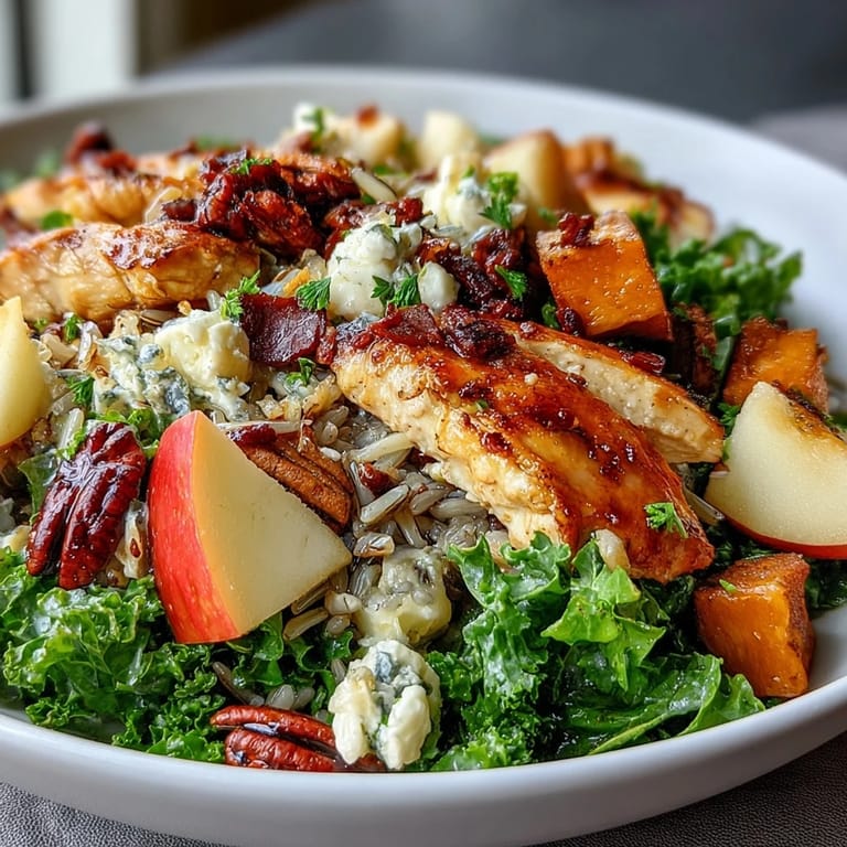 Colorful Harvest Bowl bowl showcases golden sweet potatoes, tangy balsamic drizzle, hearty greens, and toasted almonds for a satisfying American main dish.
