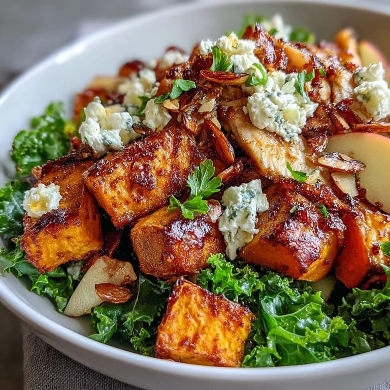 Healthy Fall Sweet Potato Harvest Bowl served as a warm autumn main dish with vibrant colors and textures.