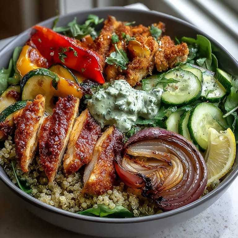 Colorful roasted bell peppers and zucchini create a smoky aroma in this nourishing Paprika Roasted Vegetable Quinoa Bowl.