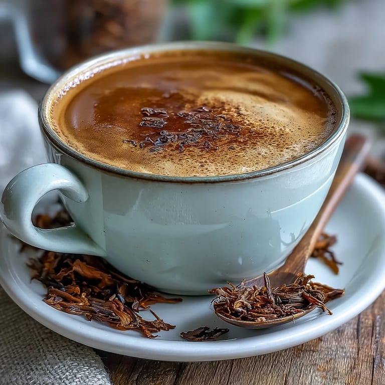 Serving a Hojicha Cortado in a cozy mug, perfect for a quiet afternoon pick-me-up.