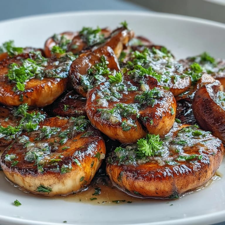 Close-up of seared scallops in a fragrant lemon butter sauce, garnished with chopped parsley and lemon zest.