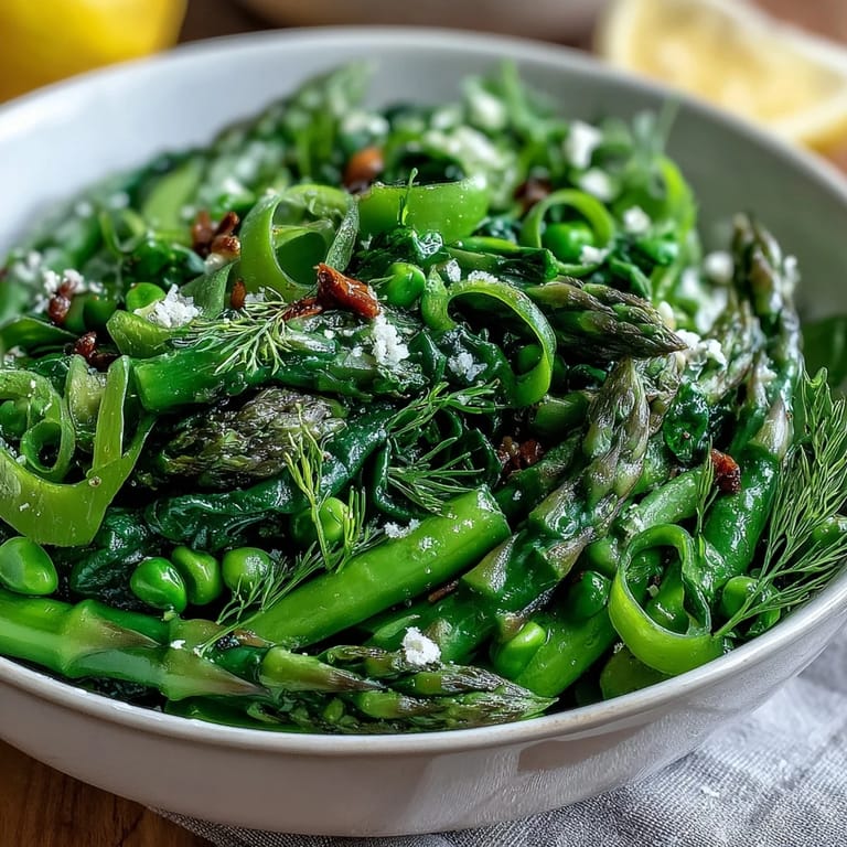 Bright shaved asparagus salad with peas, lemon dressing, and Parmesan, a light and zesty vegetarian side perfect for spring meals.