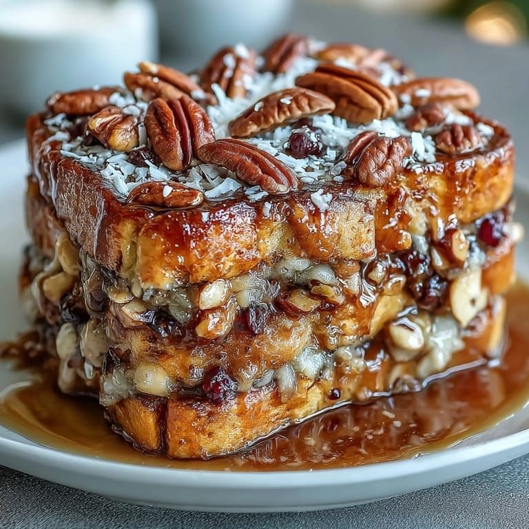 2. A comforting capirotada Mexicana dessert layered with nuts, dried fruits, and melted cheese, baked to golden perfection.