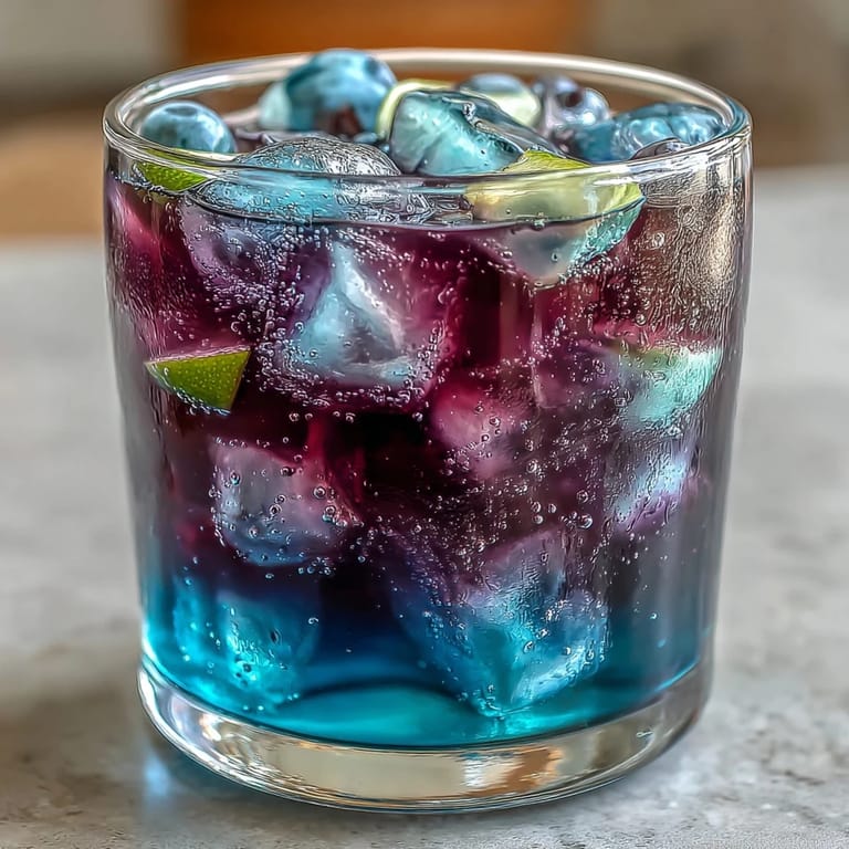 Refreshing butterfly pea flower color-change lemonade, a stunning blue drink that transforms to purple when mixed with lemon juice, perfect for summer parties.