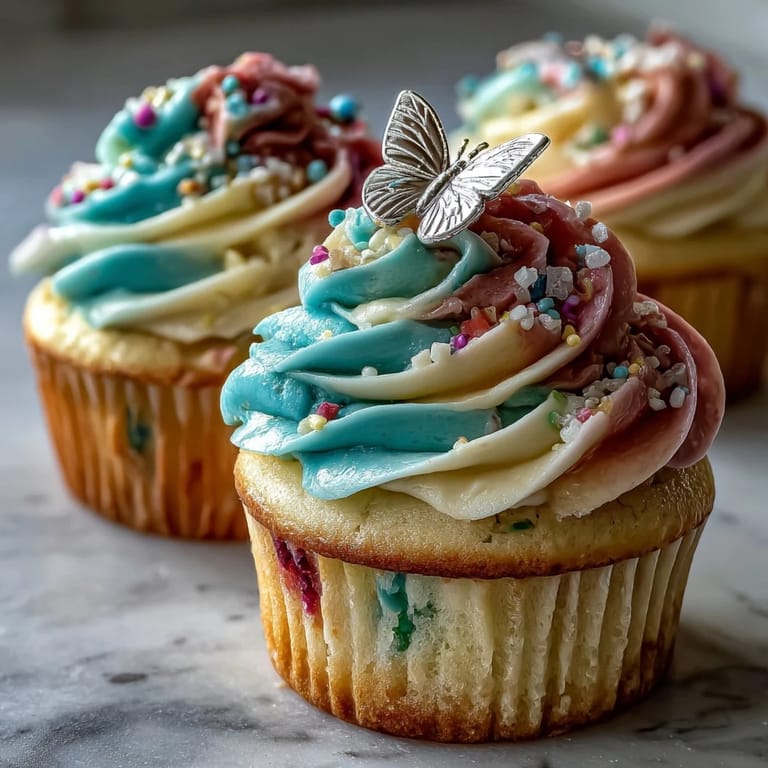 Spring-inspired cupcakes with soft pastel buttercream and edible butterflies, ideal for Easter, Mother's Day, or garden parties.