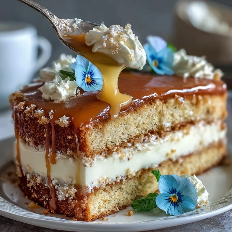 Elegant Mother's Day Lemon Curd Layer Cake topped with delicate edible blooms.