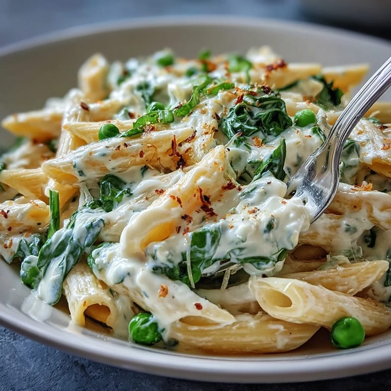 Bright One-Pot Lemon Ricotta Pasta, served warm with sweet peas.