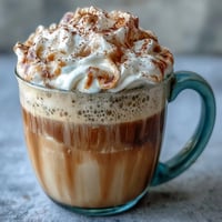 Creamy dandelion tea latte with oat milk and vanilla, topped with a light cinnamon sprinkle.