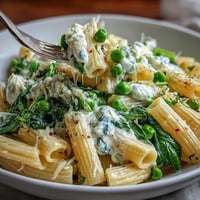 Creamy One-Pot Lemon Ricotta Pasta, bright with lemon and vibrant spinach.