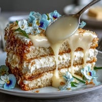 Mother's Day Lemon Curd Layer Cake with vibrant edible flowers and bright frosting.